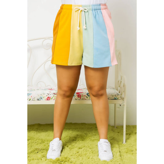 Rainbow Colorblock Stripe Shorts
