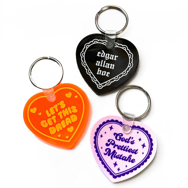 Let's Get This Dread Heart Shaped Vinyl Keychain
