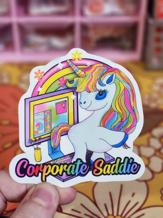 Corporate Saddie Sticker
