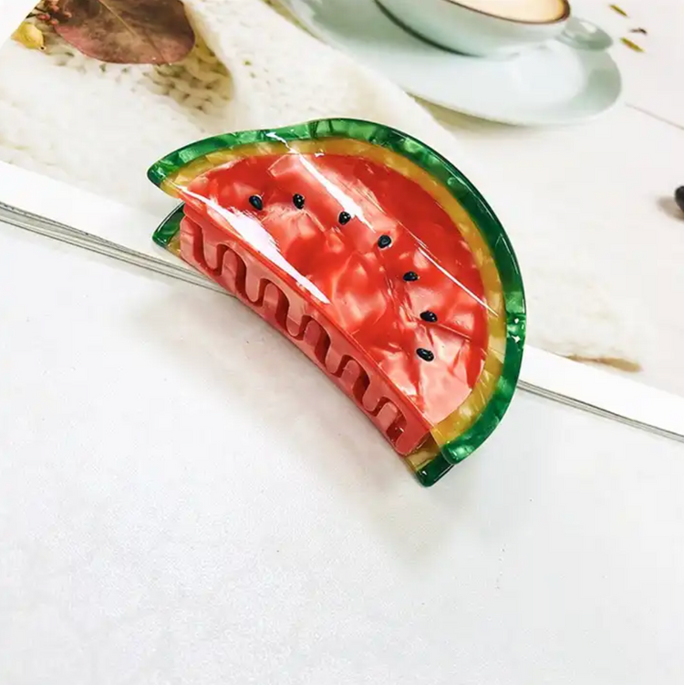 Red Watermelon Fruit Hair Claw Clip