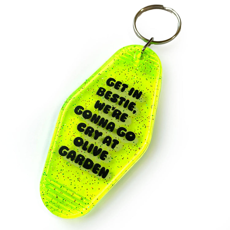 Let's Go Cry At Olive Garden Retro Motel Keychain