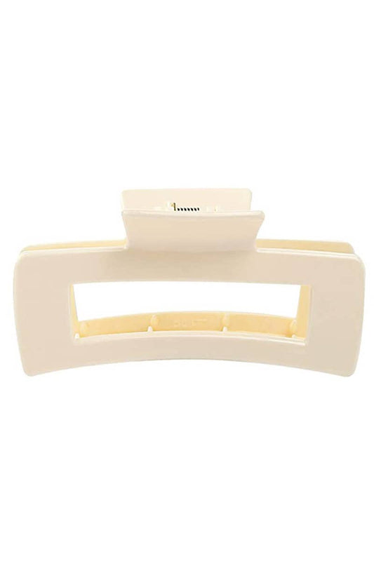 SALE - Glossy Ivory Rectangle Hair Claw Clip