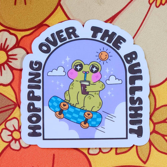 Hopping Over BS Frog Sticker