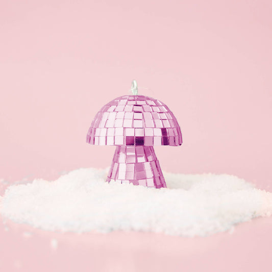 Pink Disco Mushroom Ornament