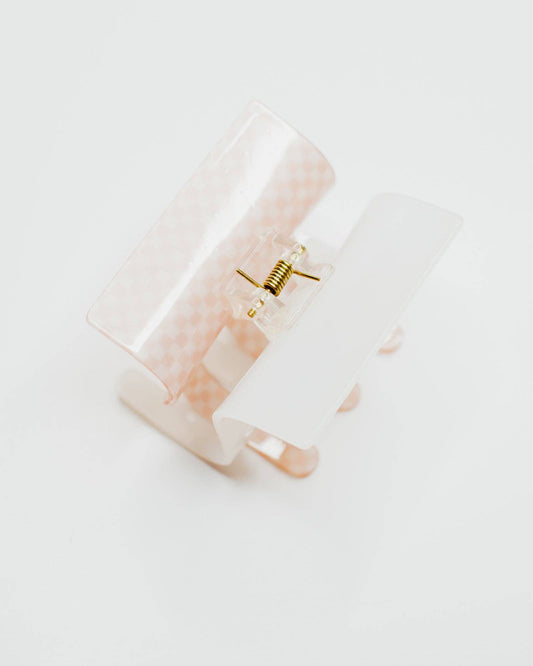 Light Pink Checkerboard Hair Claw Clip