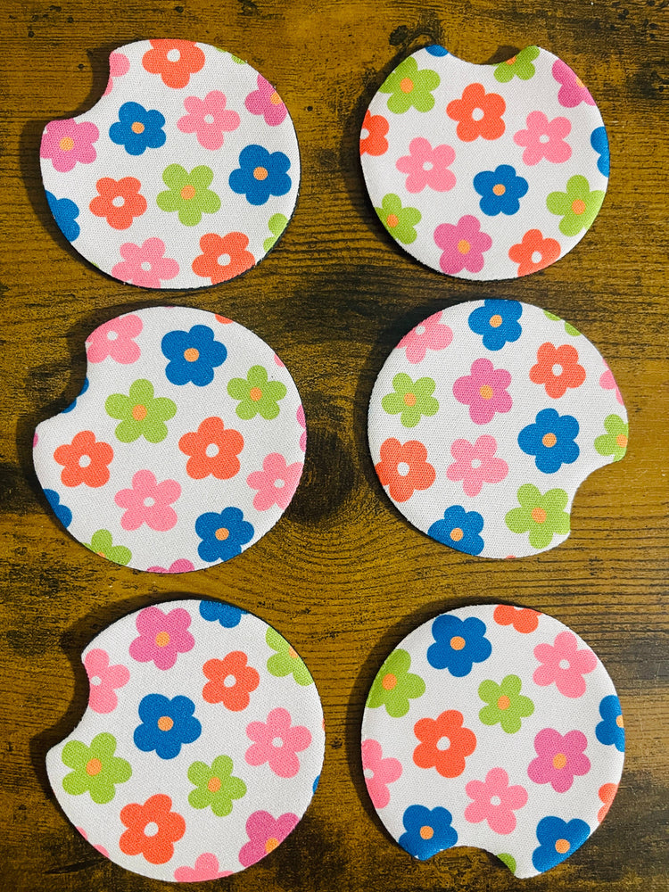Groovy Colorful Car Coasters, Set of 2