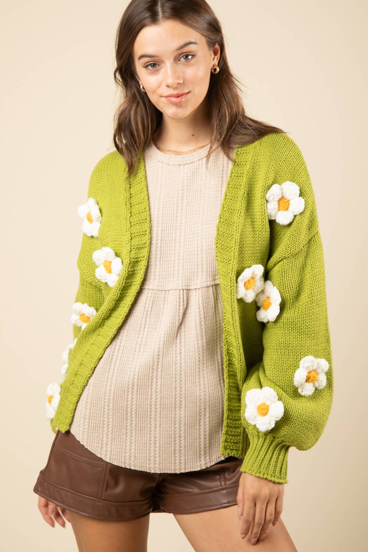Daisy Chunky Knit Sweater Cardigan