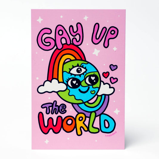 Gay Up the World Postcard