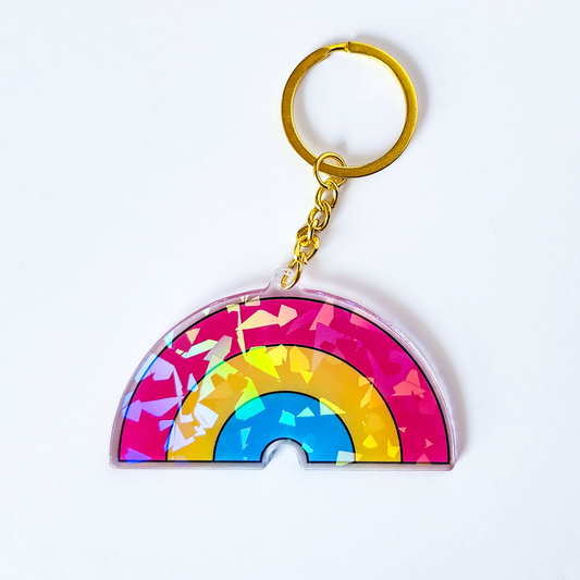 SALE - Pan Holographic Rainbow Keychain