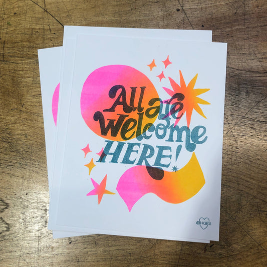 All Are Welcome Here Risograph Art Print