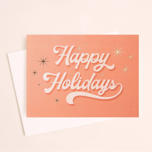 Happy Holidays Peach Greeting Card