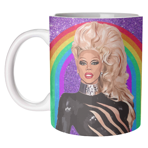 Glitter Rainbow Ru Paul Coffee Mug