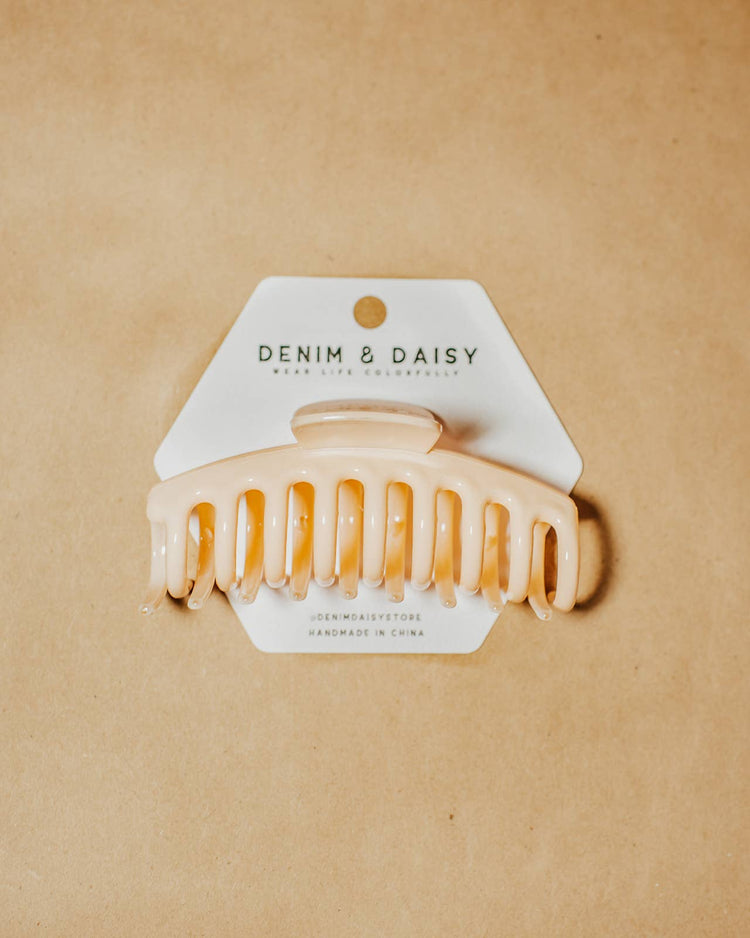 SALE - Cream Pastel Gloss Hair Claw Clip