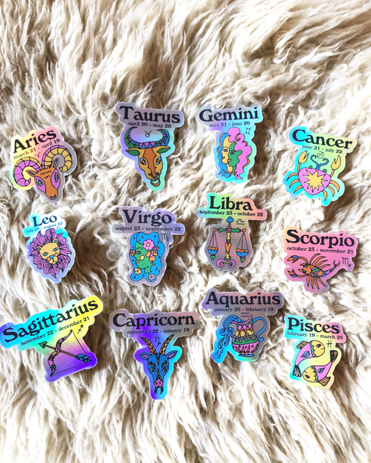 Ash + Chess Astrological Zodiac Holographic Sticker