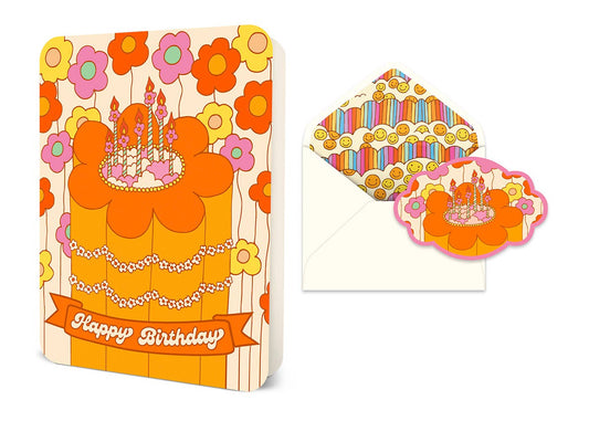 Blooming Birthday Cake Deluxe Greeting Card