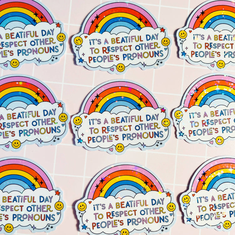 Respect People's Pronouns Holographic Sticker