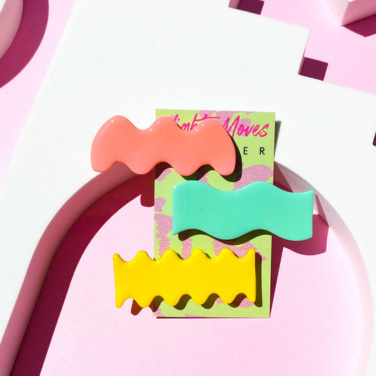 SALE-Tropical Polymer Clay Hair Clips, Set of 3