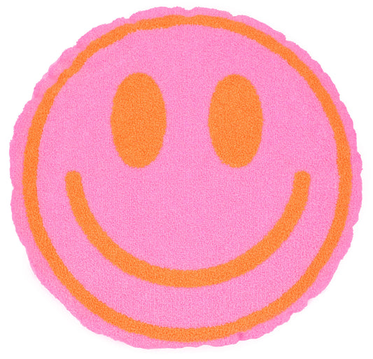 Happy Face Chenille Pillow