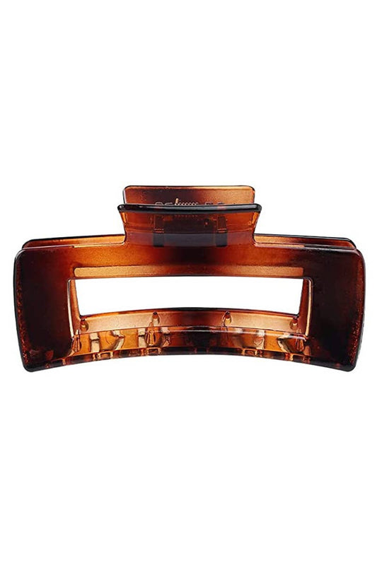 SALE - Glossy Brown Rectangle Hair Claw Clip