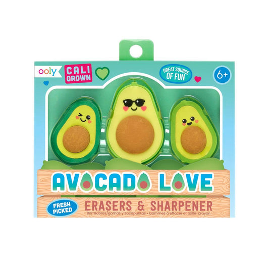 Avocado Love Eraser and Sharpener, Set of 3